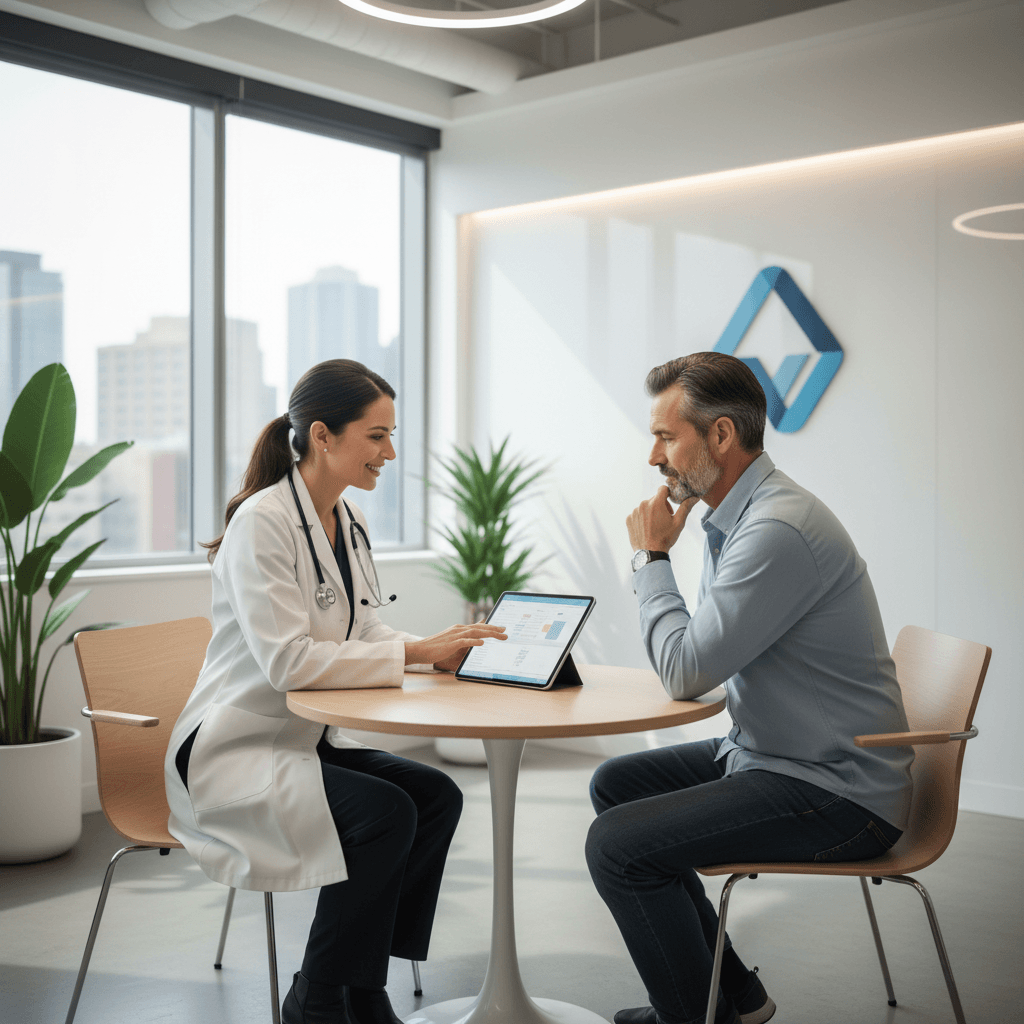 Doctor talking with patient during a medical visit