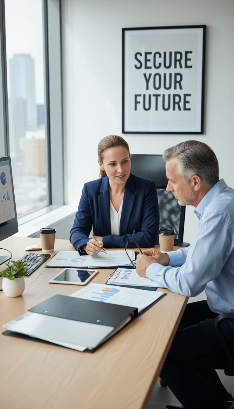 Insurance advisor reviewing health plan documents with a client