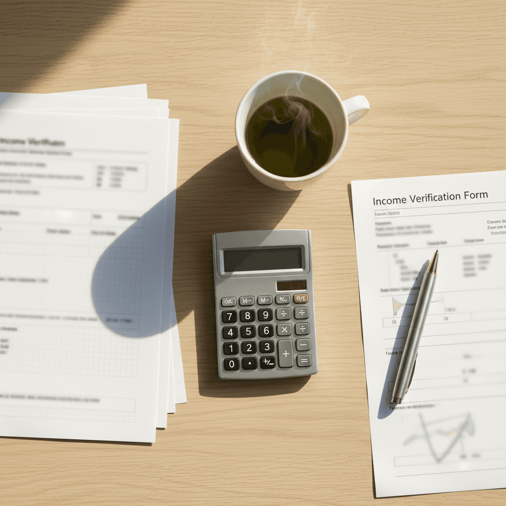 Financial documents and calculator on a table