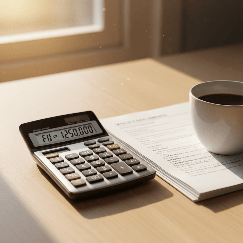 A calculator and insurance documents on a desk in Meridian