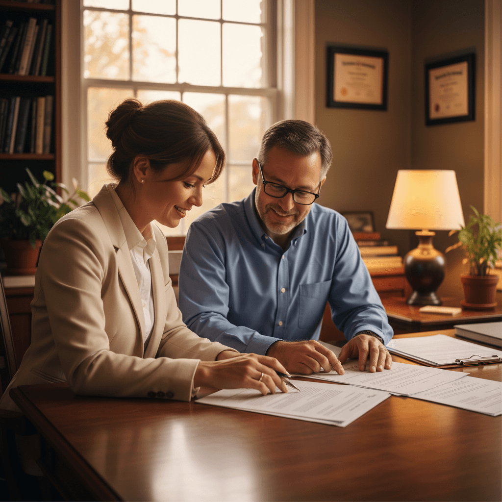 An insurance broker helping a client review plan documents