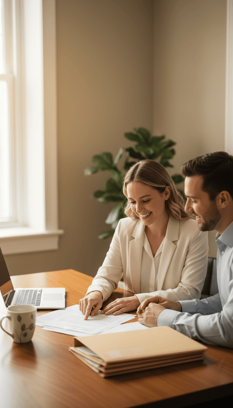 Broker reviewing health insurance options with a client