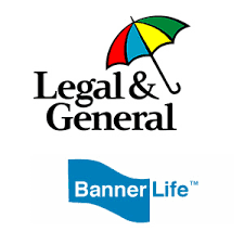 Legal & General logo with a colorful umbrella above the Banner Life blue banner logo.