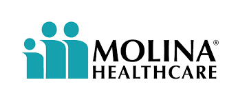 Molina Healthcare logo featuring three teal stylized figures of varying heights and black text.