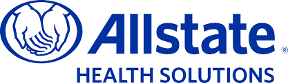 Allstate Health Solutions logo featuring blue cupped hands in an oval and bold blue text.