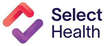 Select Health logo featuring a red and purple abstract icon and dark blue text.